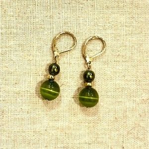Green drop earrings